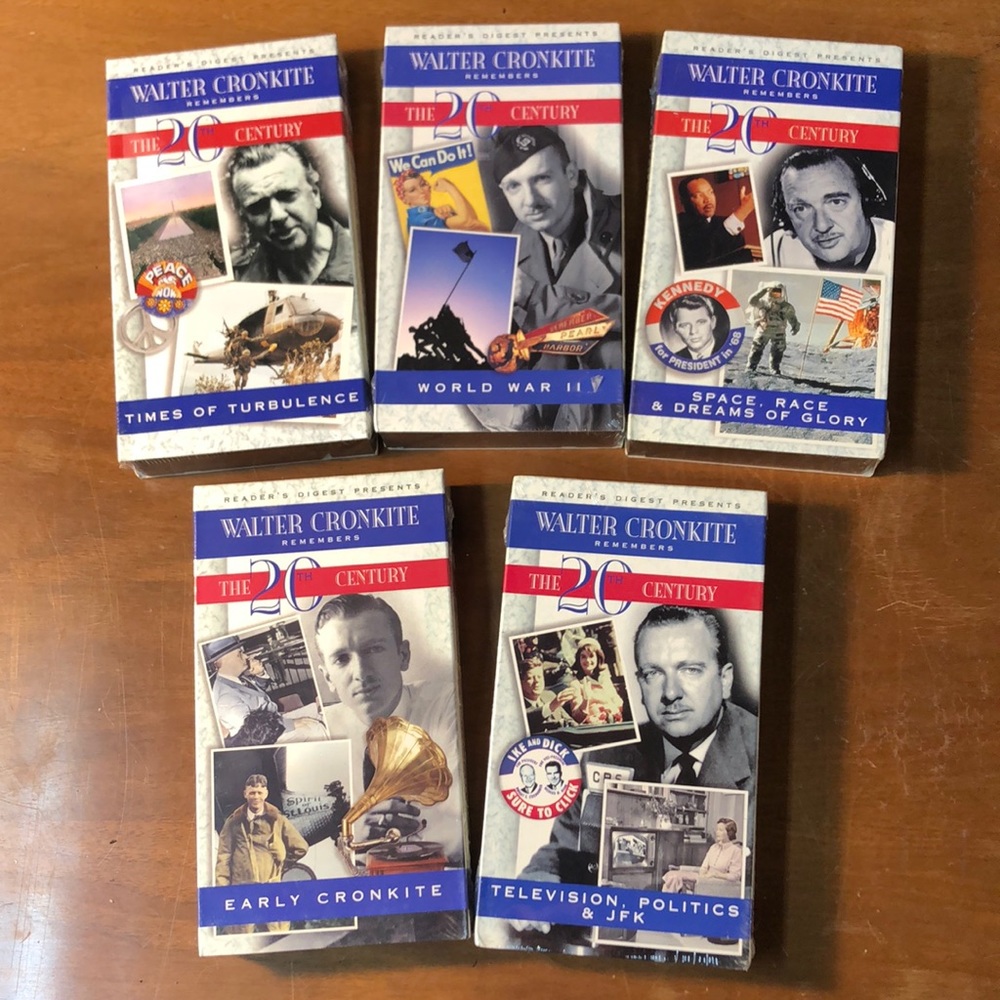 5 Sealed VHS Tapes. Walter Cronkite Remembers The 20th Century. 1997